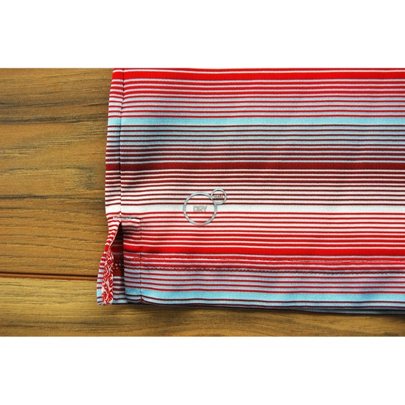 Puma Golf Polo Shirt Mens Large Red Blue Striped Performance Dry‎ Cell Athletic - Picture 9 of 16